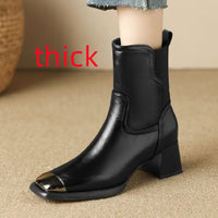 Slimming Martin Boots High Heel Maillard Leather Boots