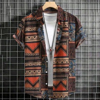 Men's Retro Short Sleeve Casual Loose Shirt