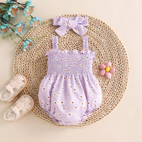 Sling Romper White Small Flower Jumpsuit Newborn