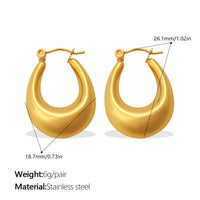 Fashion Exaggerated Metallic Gold Earrings, Simple & Versatile C-Shaped Half-Round Hoop Earrings