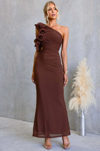 Fashionable Mesh Slim Fit Off Shoulder Mid Length Dress