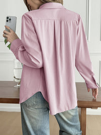 Women's Solid Color Casual Button Long Sleeve Cardigan Shirt