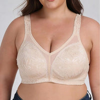 Embroidered Full-Cup Plus-Size Ultra-Thin Wireless Bra For Women