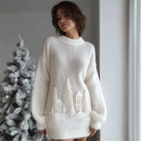 Women's Slim Fit Long Sleeved Short Dress With 3D Printing