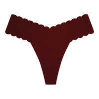 Plus-size Wavy-edged V-shaped Breathable Cotton-crotch Fitness Thong