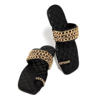 Summer New Vintage Square-Toe Pearl Flat Slippers