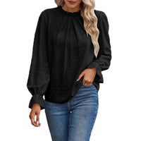 Elegant Women's Jacquard Round-neck Slim-fit Slimming Long-sleeve T-shirt