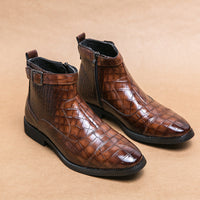 Autumn And Winter Plus Size Crocodile Pattern For Men Ankle Boots