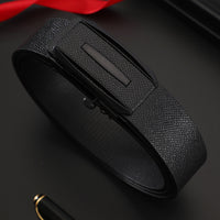 Men's Leather Belt Toothless Automatic Buckle Belt