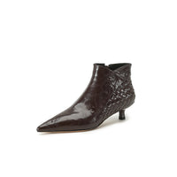 Woven Full-grain Sheepskin Ankle Boots With A Small Heel