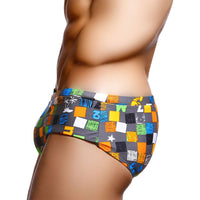 Men's Hand-painted Graffiti Fun Square Letter Small Boxer Swimming Trunks