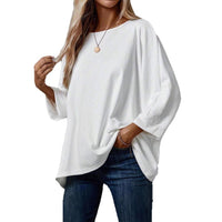 Women's Round Neck Solid Color Casual Pullover T-Shirt