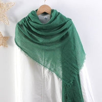 Solid Color Pleated Cotton And Linen Scarf Monochrome Women's Hair Towel Crumpled Burrs
