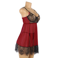 Women's Plus Size Sexy Lingerie Backless Lace Slip Nightdress