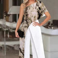 Women's Slimming Printed Fashion Color Contrast Jumpsuit