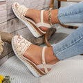 Closed Toe Back Empty Hollow-out Wedge Thick Bottom With Plus Size Casual Breathable All-match Roman Style