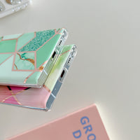 Electroplated Geometric Diamond Marble Phone Case