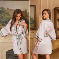 Luxury Three-quarter-sleeve Cooling Nightgown Loungewear For Women