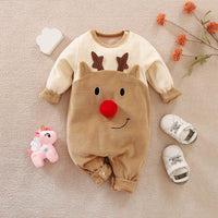 Christmas Fawn Baby One Piece Plush Thick Outfit