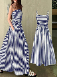 Summer New Striped Strap Dress Women's Elegant