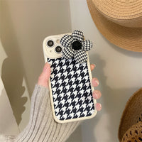 Mobile Phone Case Houndstooth Three-dimensional Flowers