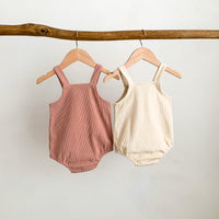 Baby Boys And Girls Corduroy Bear Pocket Strap Romper