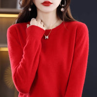 Round Neck Pure Wool Women's Sweater Loose Autumn And Winter