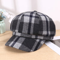 Korean Style Color Matching Plaid Beret Fashion Artistic Sunshade