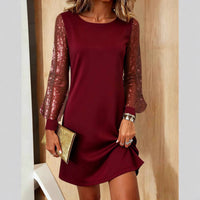Christmas And New Year Long-Sleeve Sequin Sheer Dress