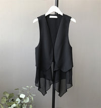 Korean-style Sleeveless Irregular Chiffon Vest Womens