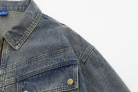 Retro Workwear Pocket Zipper Denim Clothes Jacket Spring And Autumn