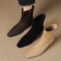 Womens Stylish Ankle Boots With Built-in Height Lift Side Zipper And Cozy Fleece Lining