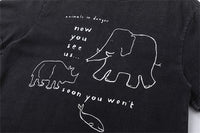 Hand-painted Abstract Elephant Printed T-shirt Men