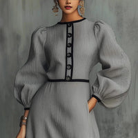 Sophisticated Chanel-inspired Gray Patchwork Knit Dress