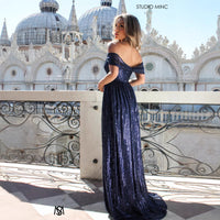 Sequin Maxi Ball Gown Prom Dress Slit Dress