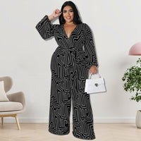 Womens Long-Sleeve Jumpsuit With Straight-Leg Pants