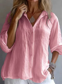 Spring Bestseller Women's Solid Color Linen Long Sleeve Casual Shirt