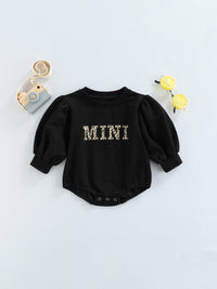 Baby Leopard Print Long Sleeve Mini Letter Romper