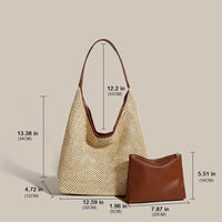 Retro Straw Woven Tote Bag Shoulder Large Capacity Beach Bag