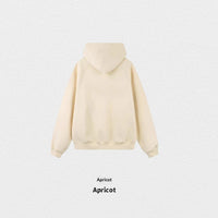 Autumn Winter Fleece-Lined Solid-Color Hoodie