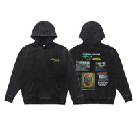Retro Washed Heavy Large Print Composite Fleece-lined Couple Sweater Fashion
