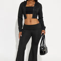 Stylish Casual Solid-color Two-piece Hoodie Cardigan Set