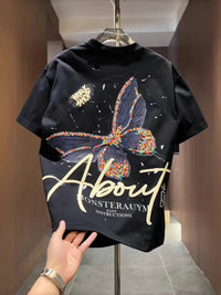 Men's Casual Bottoming Top With Butterfly Pattern