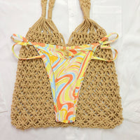 Swimwear Color Printing Three-piece Set