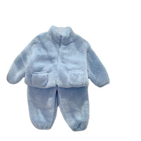 Fleece Lined Padded Warm Keeping Home Wear Two-piece Set