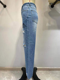 Explosion Style Jeans Women's Straight High Waist Wide Leg Pants