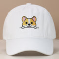 Corgi Embroidered Baseball Fashionable Washed Sports Cap