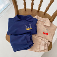 Baby Bear Lapel Sweater Two-piece Set