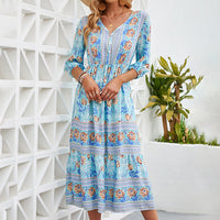 Bohemian Maxi A-line High-waisted One-piece Dress