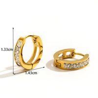 Sleek Stylish And Personalized Titanium Steel Stud Earrings With Diamond Accents